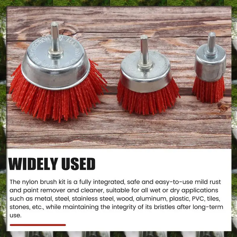 

The New 6Pcs Nylon Filament Abrasive Wire Brush Wheel & Cup Brush Set With 1/4 Inch Shank, 6 Sizes Nylon Drill Brush Set Perfect