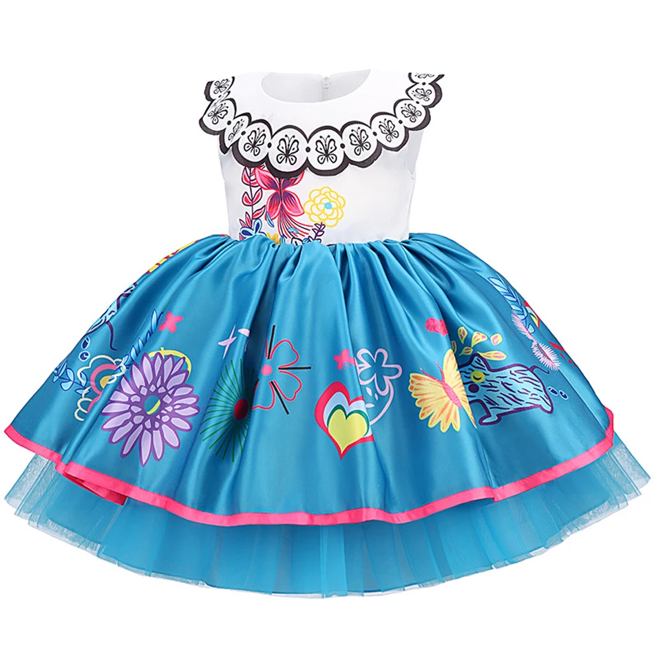 Baby Princess Costume Encanto Mirabel Dress Girls Fancy Halloween Christmas Birthday Party Gown LED Light TUTU Mesh Outfits