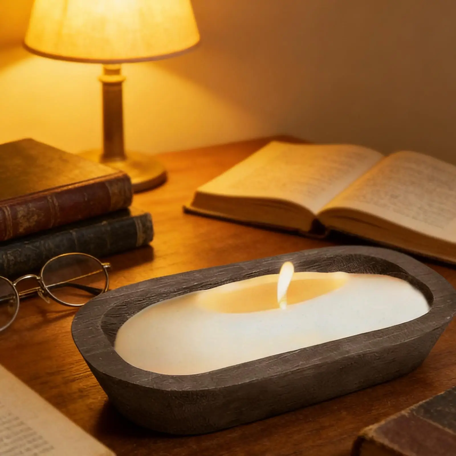 Candle Making Wooden Dough Bowl Rustic Hand Carved Centerpiece Candle Bowl for Farmhouse Vintage Home Decor and Storage