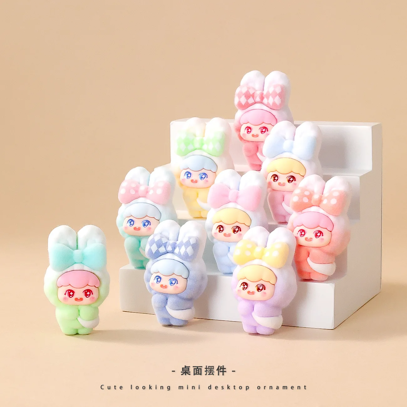 

9 pieces of cute rabbit figurines for travel, small tabletop ornaments, high-end and niche items