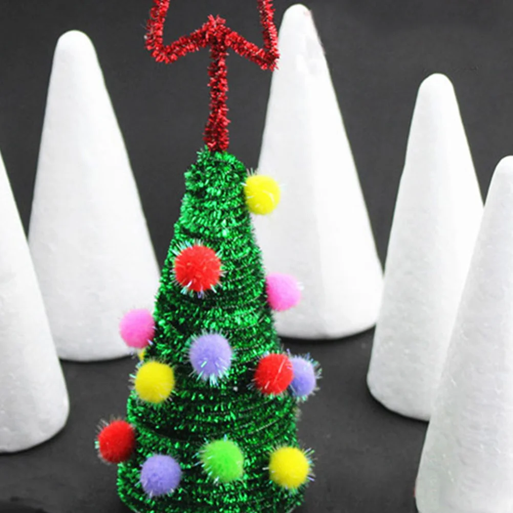 

6Pcs Foam Cone Craft Accessories White Solid DIY Christmas Decoration Preschool Kindergarten Educational Activity