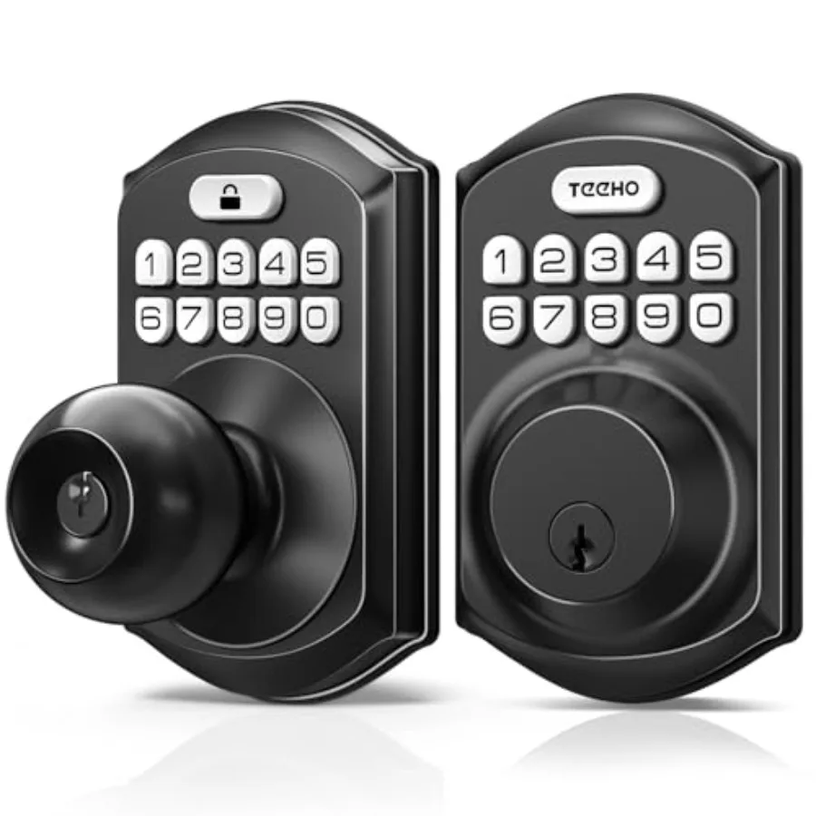 

Бесключевой дверной замок с кодовой панелью и ручкой - Автоматическая блокировка - Простая установка - Черный