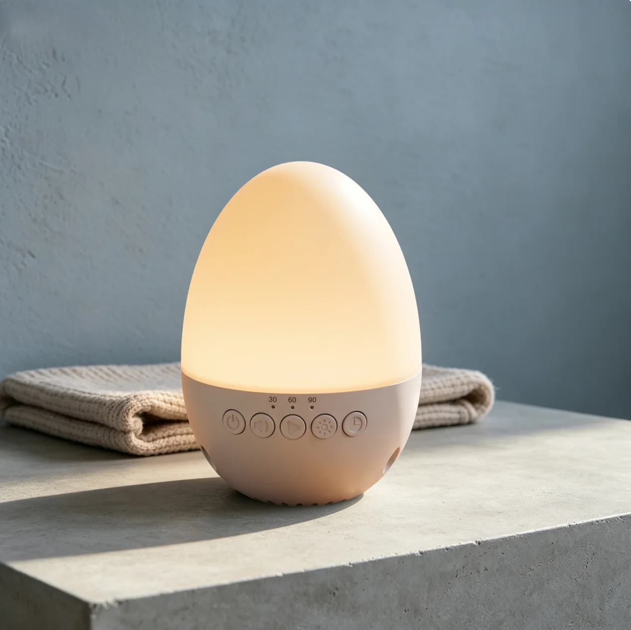 YAFULL Egg Shape White Noise Machine Baby Sleep Aids and Soothers Night Light Rechargeable 30 Sounds Timer for Newborn Nursery