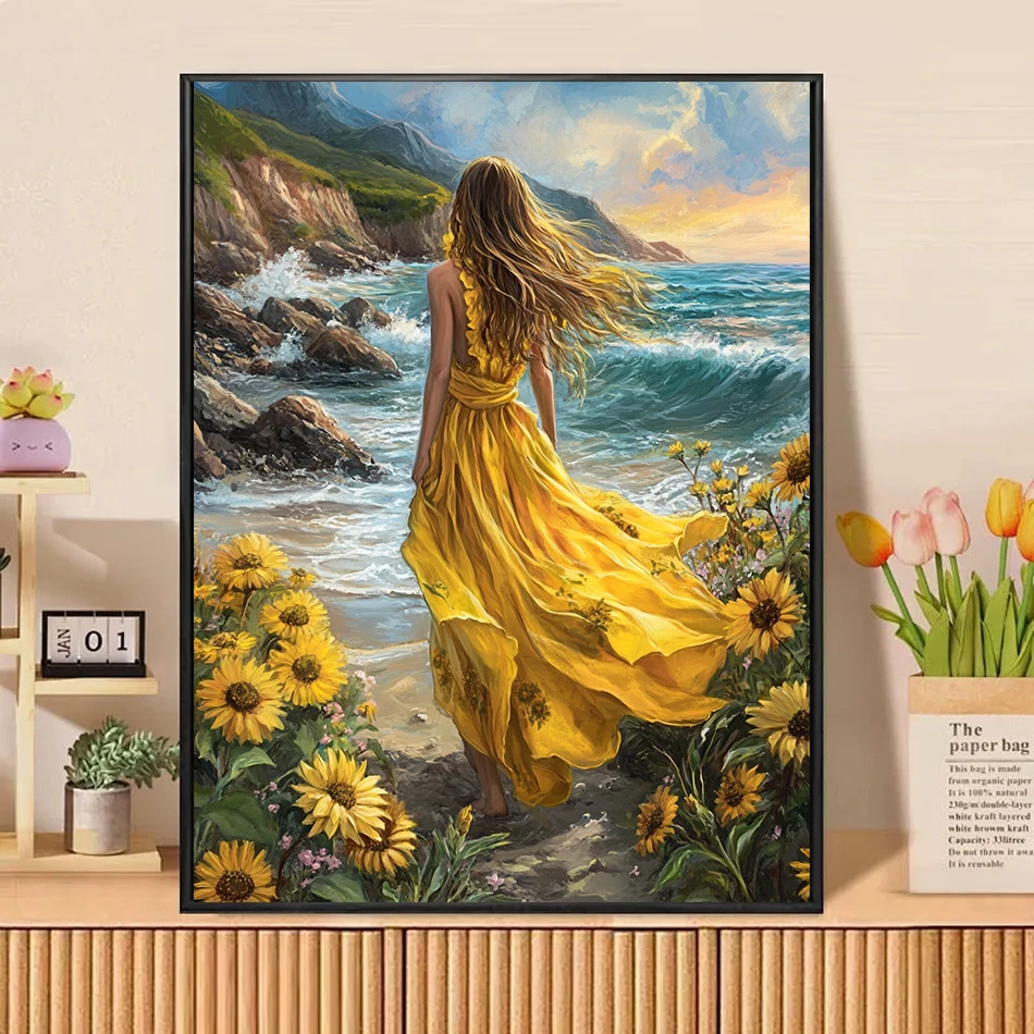 

SDOYUNO Paintings For Painting By Numbers Elegant silhouette of a girl Crafts Supplies Adults Arts Crafts Paint Kit Home Decor