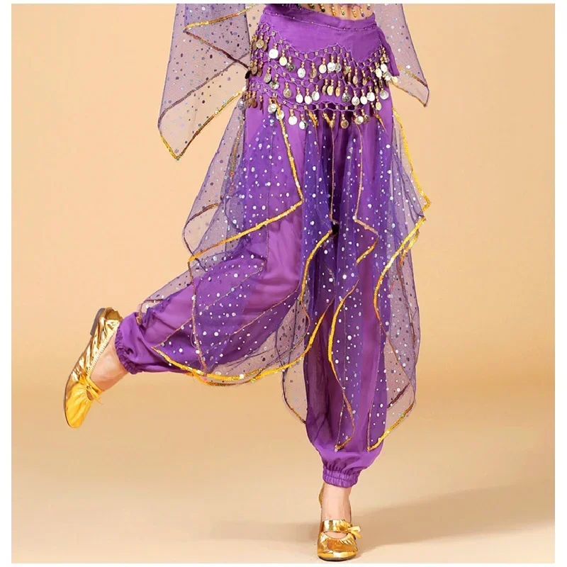 Bollywood Trajes de Dança do Ventre para Mulheres, Índia Arabian Stage Coins, Harem Pants, Gypsy Halloween Traje, Fantasia Cosplay para Senhoras