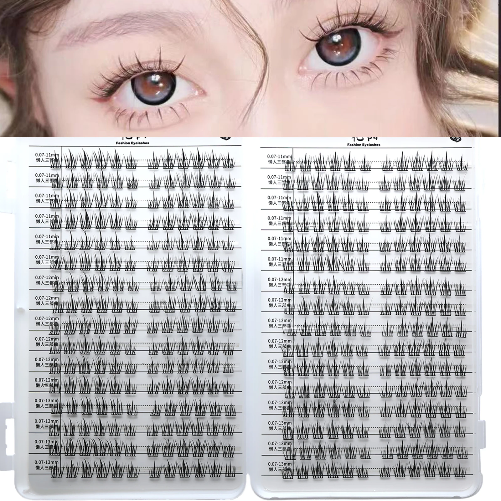 Cluster-Wimpern Gemischte DIY-Wimpernverlängerungen Natürliche Flauschige Einzelwimpern-Cluster Große Packung – Detail 1