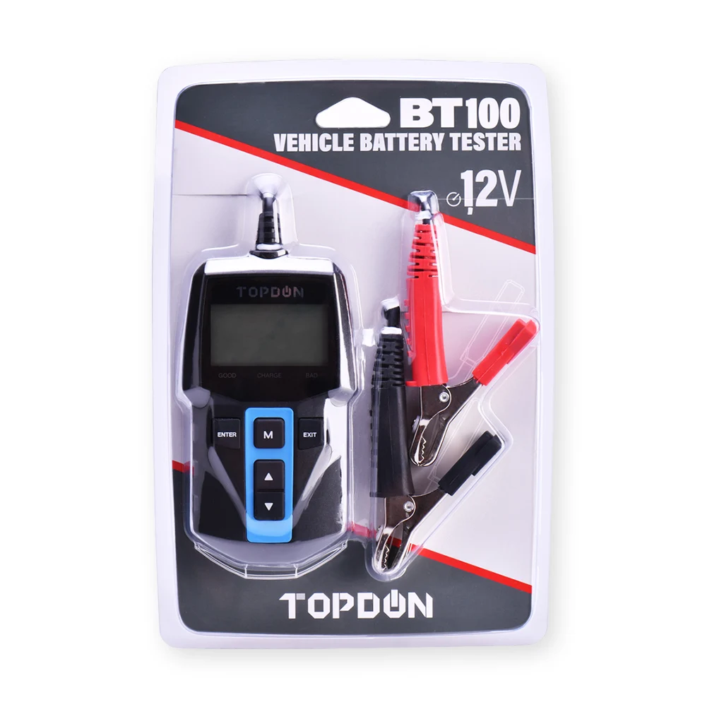 

TOPDON BT100 100-2000CCA Flooded AGM Gel EFB VRLA 12V Automotive Motorcycle Car Digital Load Battery Tester
