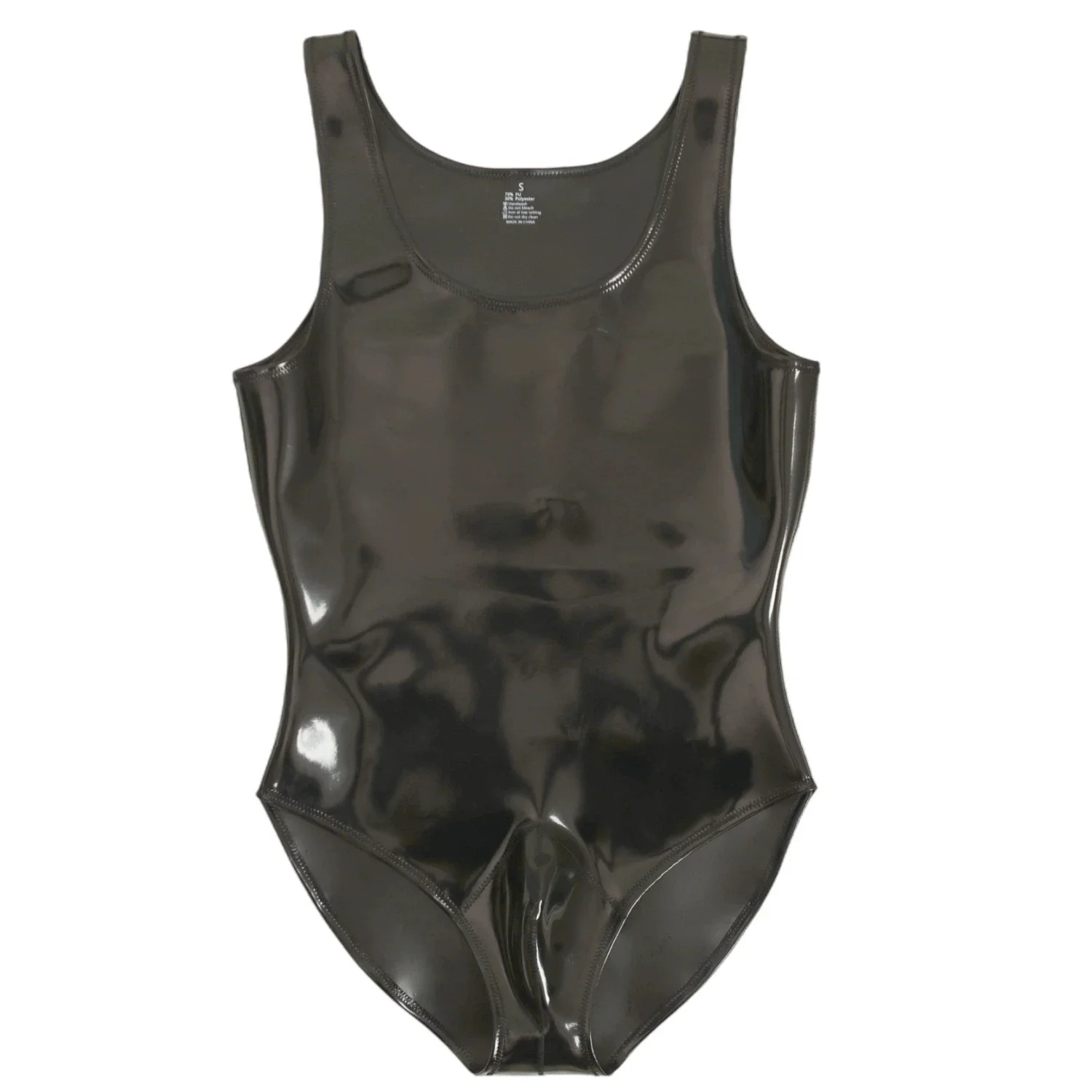 Body elástico de látex PU para hombre, medias moldeadoras de escenario de doble cara, bolsa para bulto en U, camiseta sin mangas de piel sintética, Ropa de baile Zentai