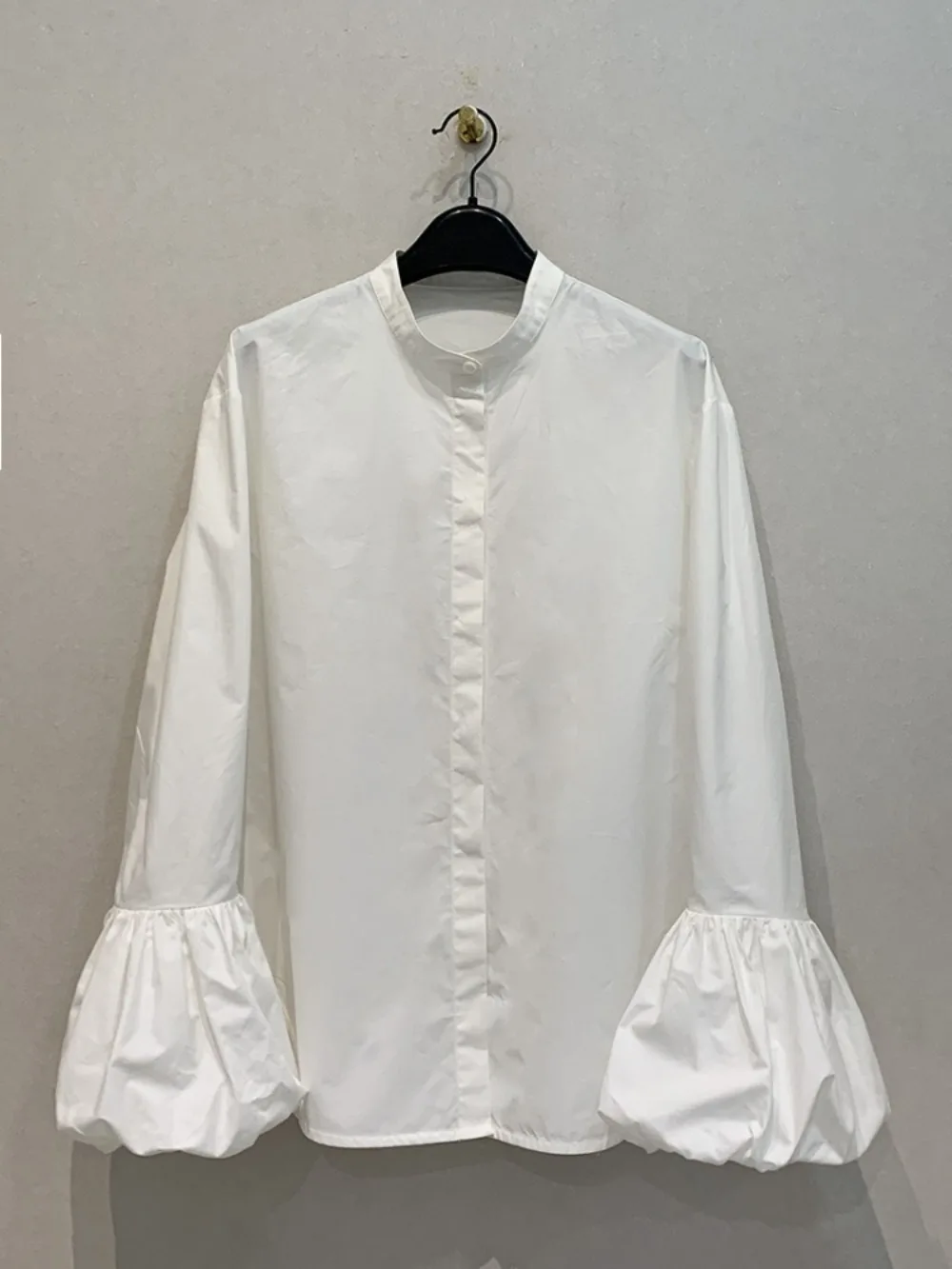 

Gentle Sweet Fresh Solid Women Clothing French Lovely Vintage Moda Lantern Sleeve Casual Blusas Japan Simple Ruched Soft Mujer