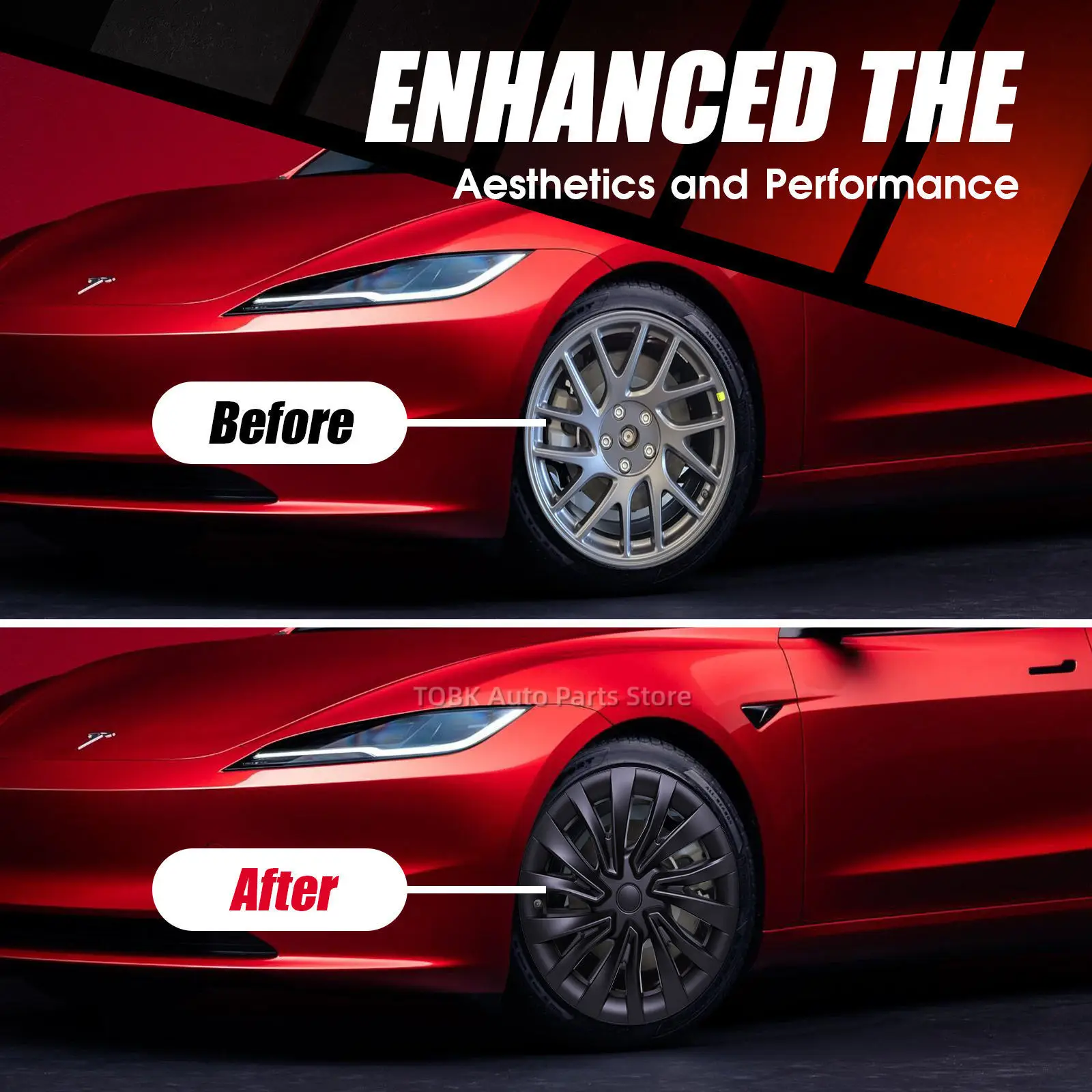 18 Inch Automobile Hubcap Full Rim Wheel Cover Design for Tesla Model 3 Highland 2024 2025 2026 Turbine Hub Cap Replacement