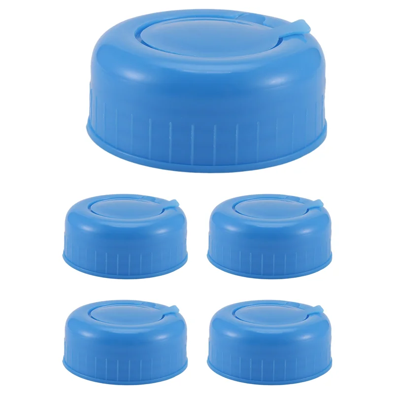 BAAO-Water Jug Cap 5 Pack Plastic Water Bottle Cap Blue Gallon Drinking Water Bottle Cap Replacement Bottle Tool Leak Free