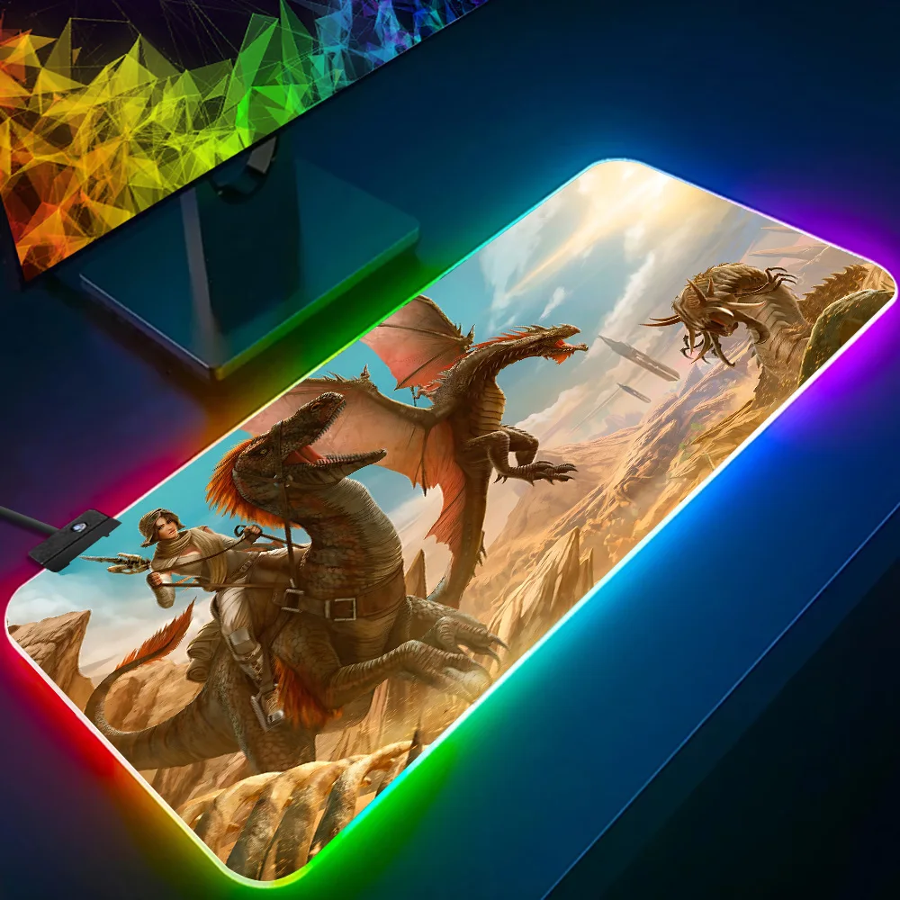 Ark alas Mouse Pad Keyboard Gamer Pc RGB, alas Mouse Pad bercahaya LED, matras karet komputer game