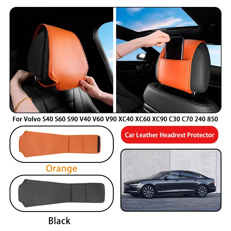 

Leather Car Headrest Cover Anti-dirty and Wear-resistant For Volvo S40 S60 S90 V40 V60 V90 XC40 XC60 XC90 C30 C70 240 850