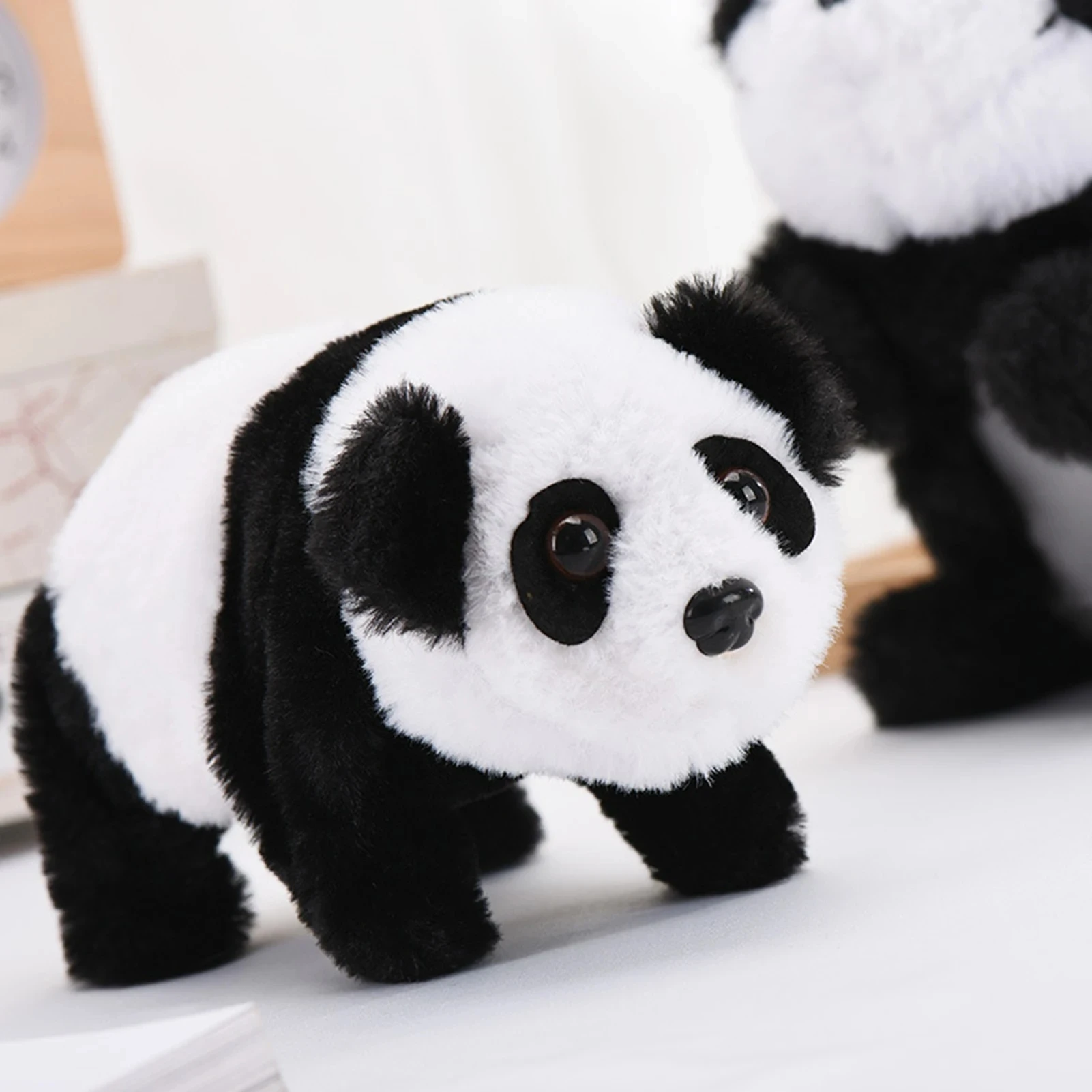 Lindo Panda mascota caminando canto juguete de peluche relleno con Control de batería regalo de cumpleaños para niños niñas Kawaii juguetes de peluche electrónicos