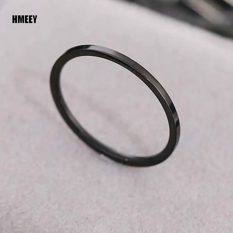 HMEEY 1MM Cienki pierścionek ze stali tytanowej w kolorze srebrnym Prosty modny pierścionek na palec w kolorze różowego złota dla kobiet i mężczyzn prezenty męskie — zdjęcie 5