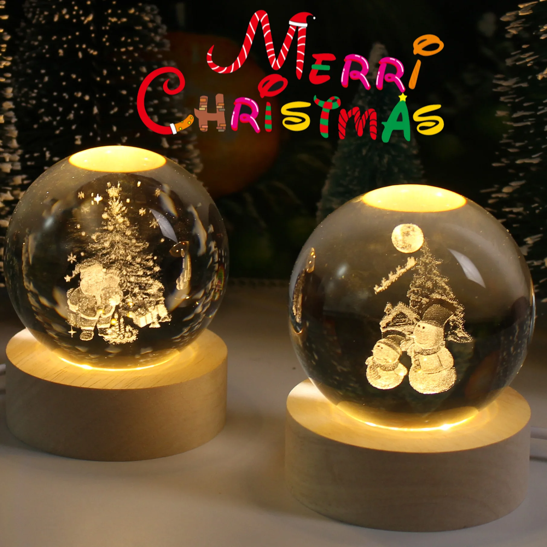 

LED Night Light Galaxy Crystal Ball Table Lamp 3D Planet Moon Glowing Planetary Bedside Light Bedroom Home Decor Christmas Gift