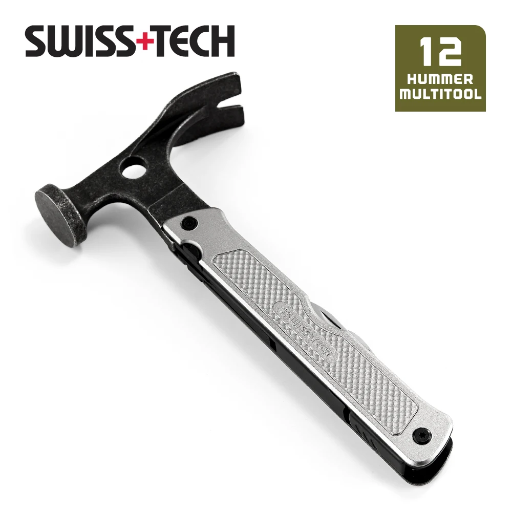 

Swiss Tech 12-in-1 Multifunctional Tools Camping Hammer with Knife & Bottle Opener, Small Hand Tool Toughbuilth Carpentry tool