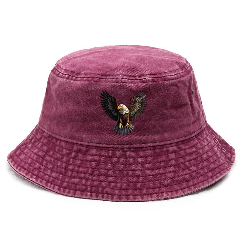 Chapéu balde lavado de algodão com design de águia personalizado, chapéu de pesca vintage para homens e mulheres, proteção solar ao ar livre, boné selvagem ao ar livre