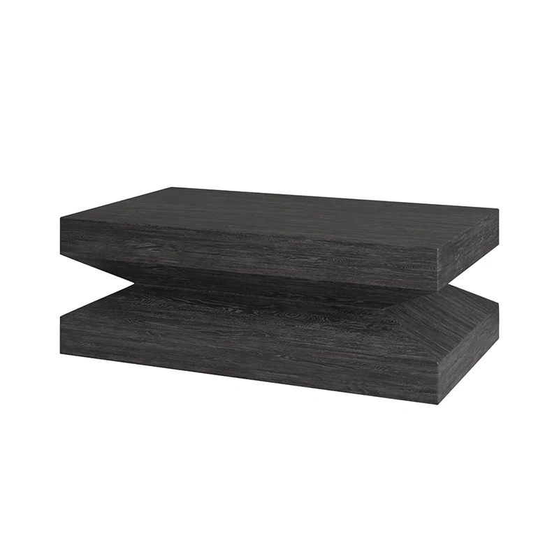 Modern Design Black Solid Oak Wooden Square Reclaimed Luxury Coffee Table Living Room Furniture