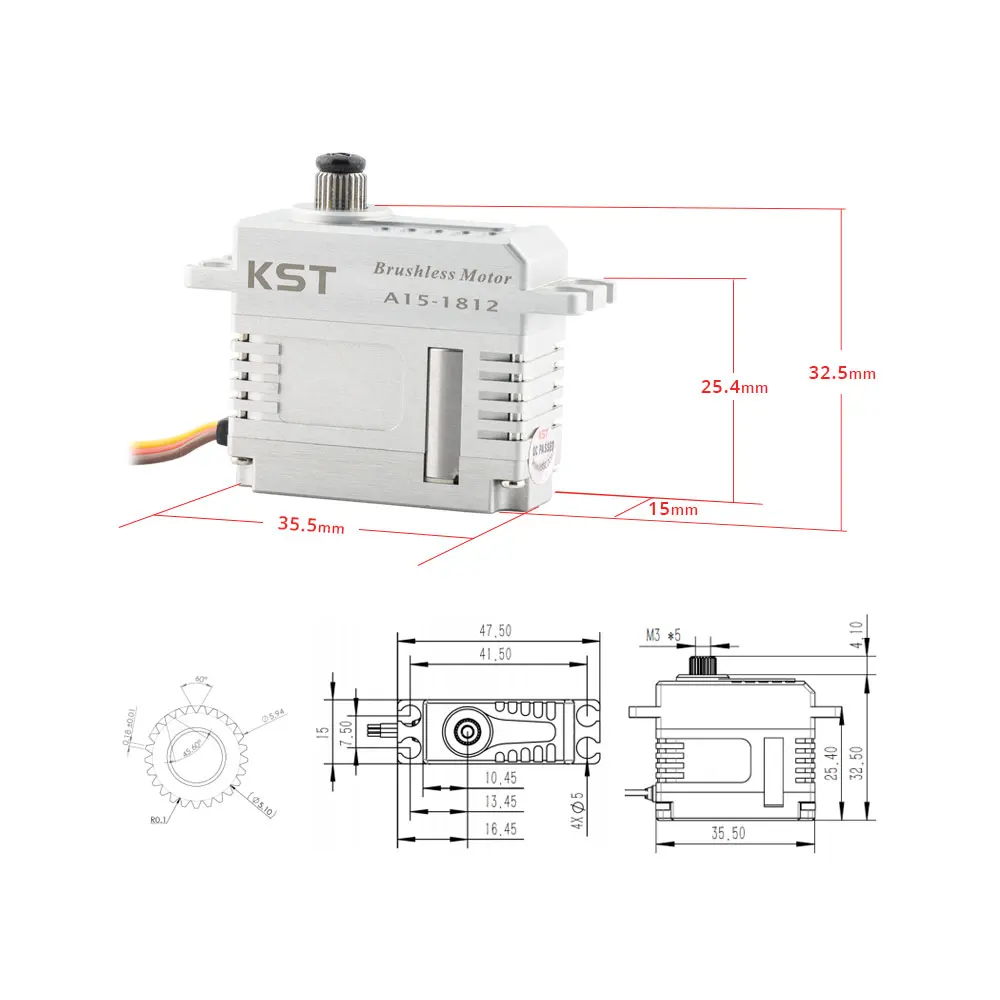 KST A15-1812 1.8N.m 0.12sec Mini Brushless Servo