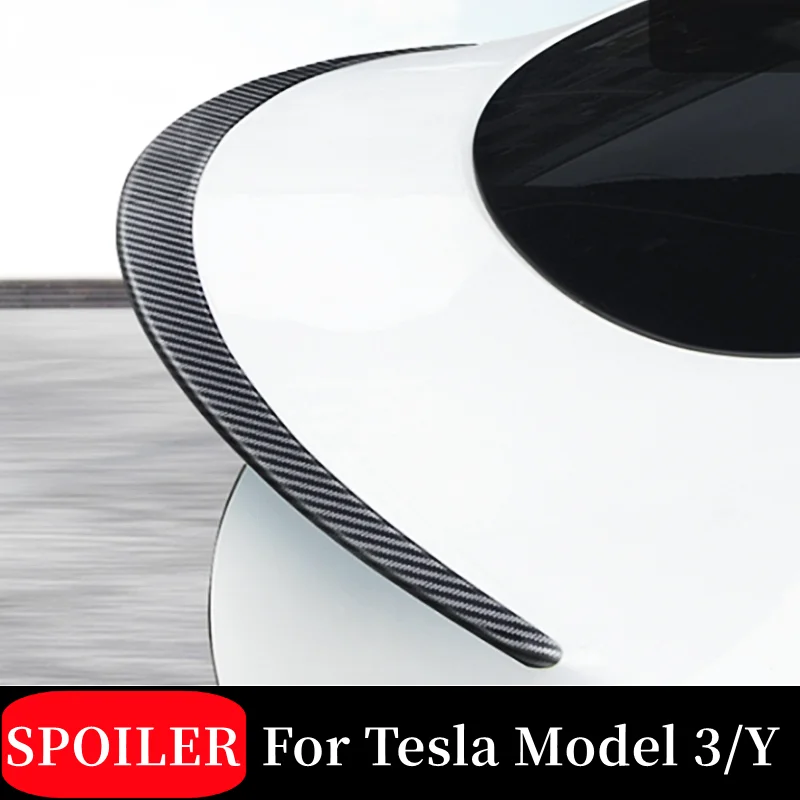 For 2017 18 19 20 21 22 23 Tesla Model 3/Y Matte Real Carbon Fibe Rear Trunk Lid Car Spoiler Wings Car Tuning Accessories Part