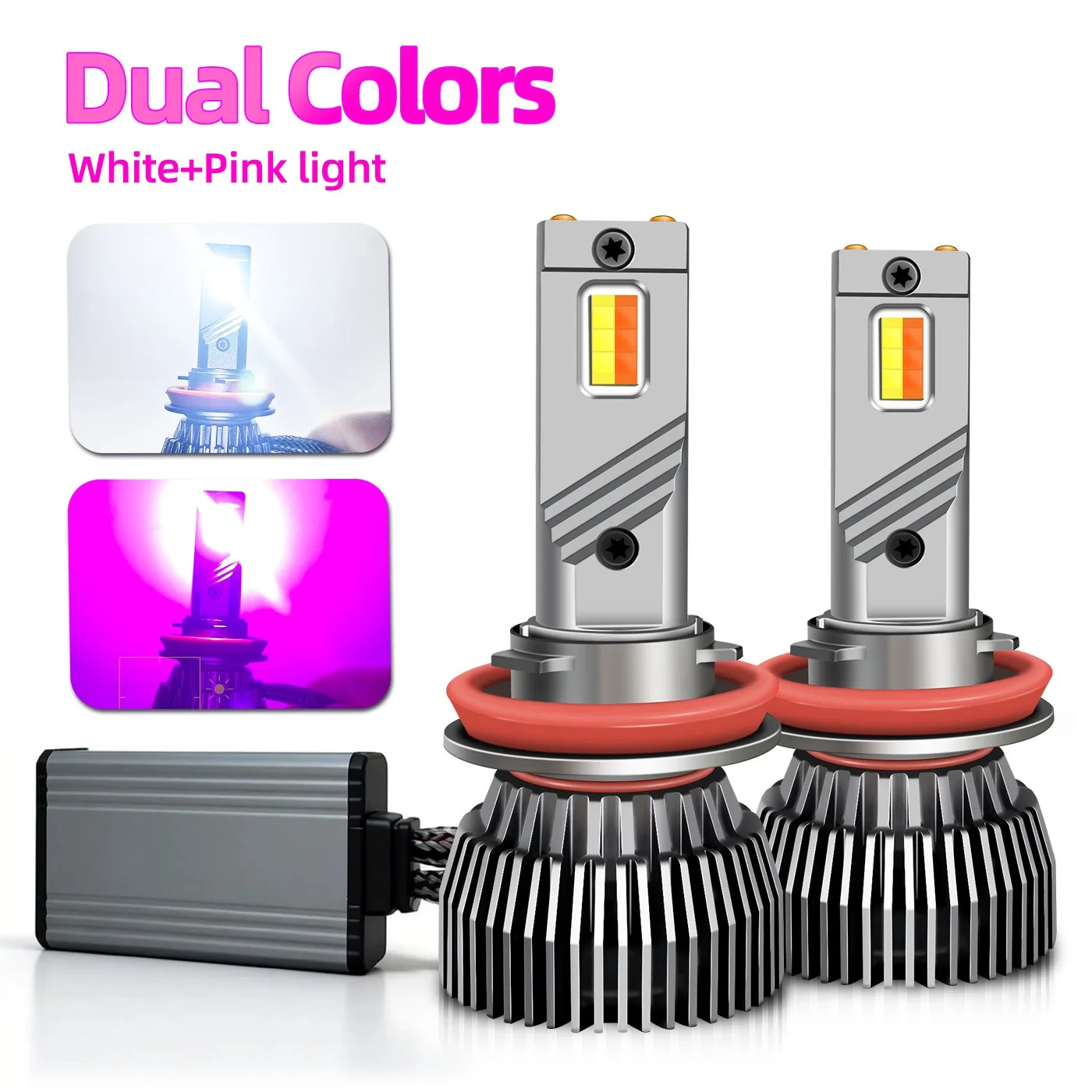 

12V 60W LED Headlight Bulbs Fog Lamp H8 H9 H11 H16 HB3 HB4 HIR2 H10 9005 9006 9012 6000K White 8500K Pink Purple