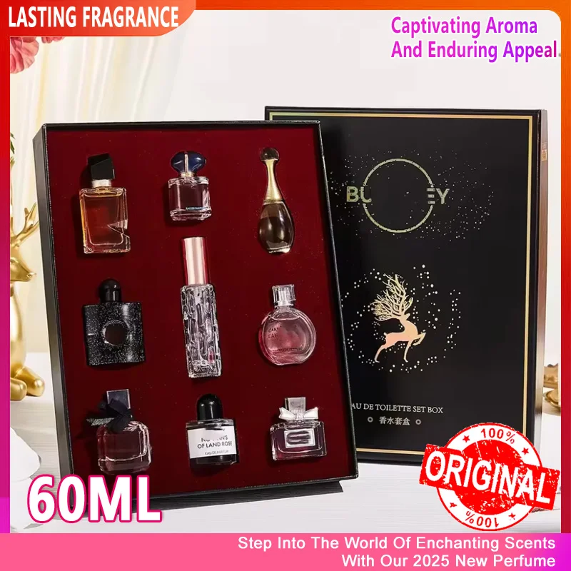 Perfume de 60ML para mujer, fragancia de feromonas para hombre, Colonia Floral de larga duración, Perfume portátil compacto, conjunto de regalo de lujo