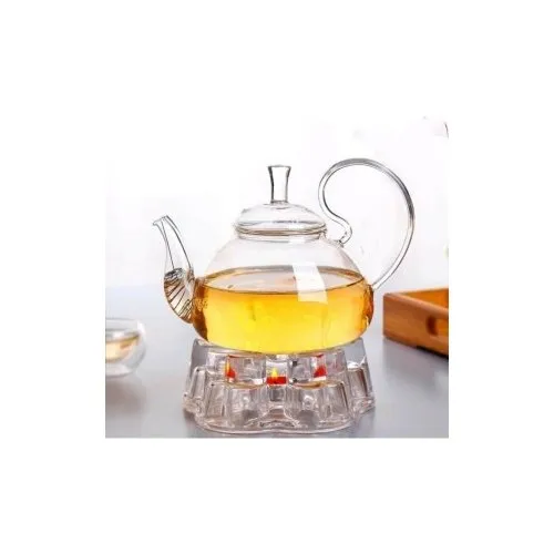 Morponi Borosilicate Lilies Isıtıcılı Herbal Tea Teapot 1000 ml