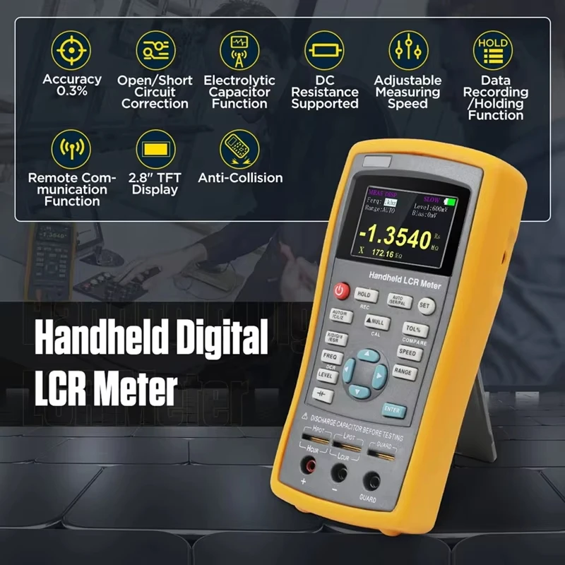 Imagem -03 - Handheld Lcr Digital Ponte Capacitância Indutância Resistência Tester Profissional Multi Contínuo Ajustável Medidor