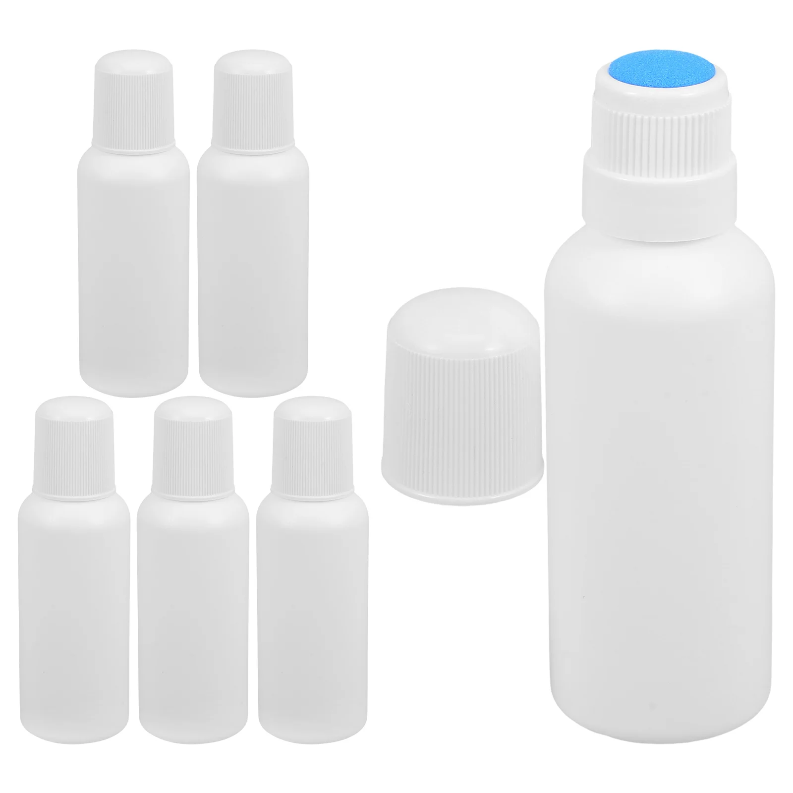 

6pcs Liniment Refillable Reusable Sponge Head Bottle Empty Sponge Head Portable Liquid Container Travel Small Bottle Lab Vial