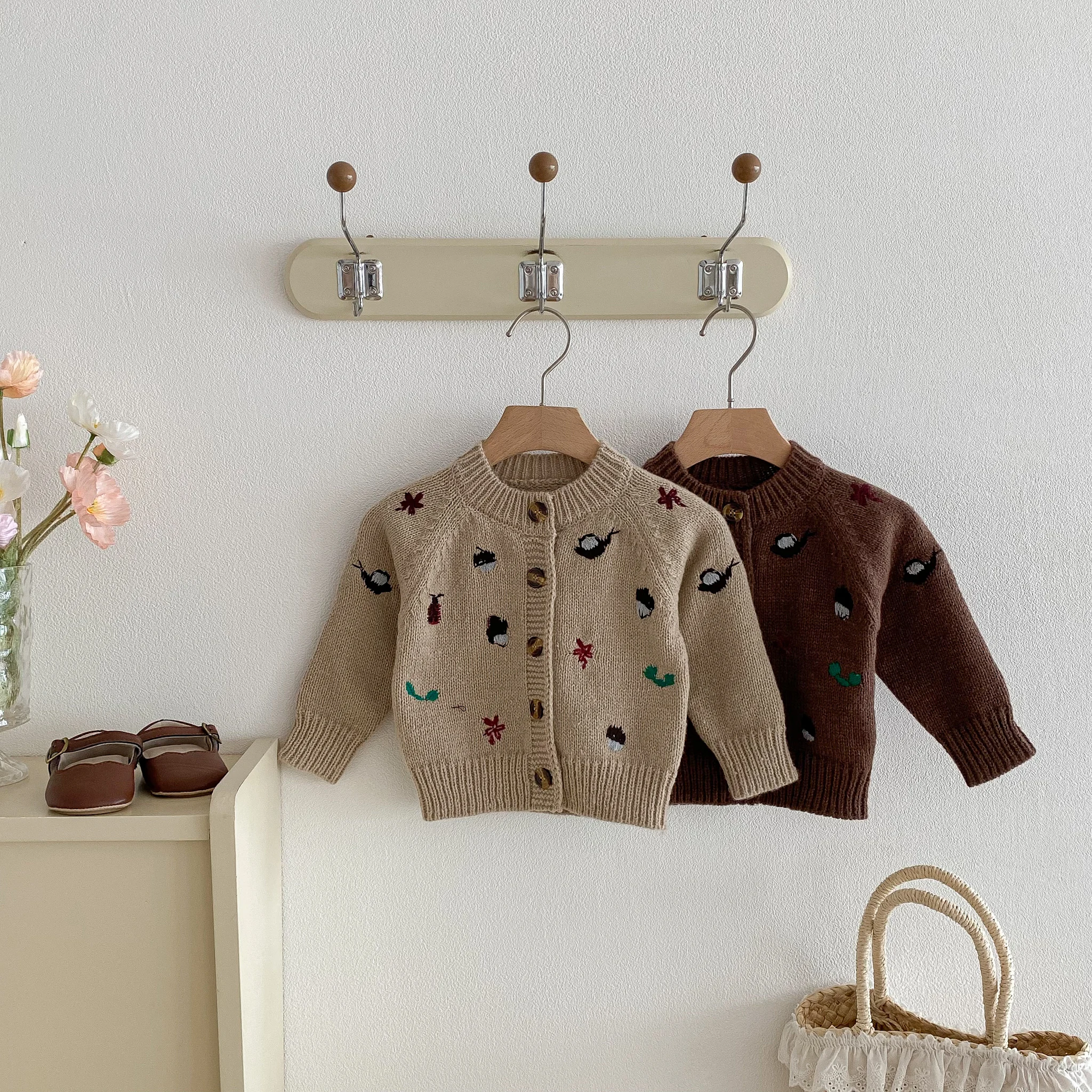 For the Autumn and Winter of 2025, a Long-Sleeved Embroidered Cardigan For Girls and a Versatile Pinecone Coat For Babies