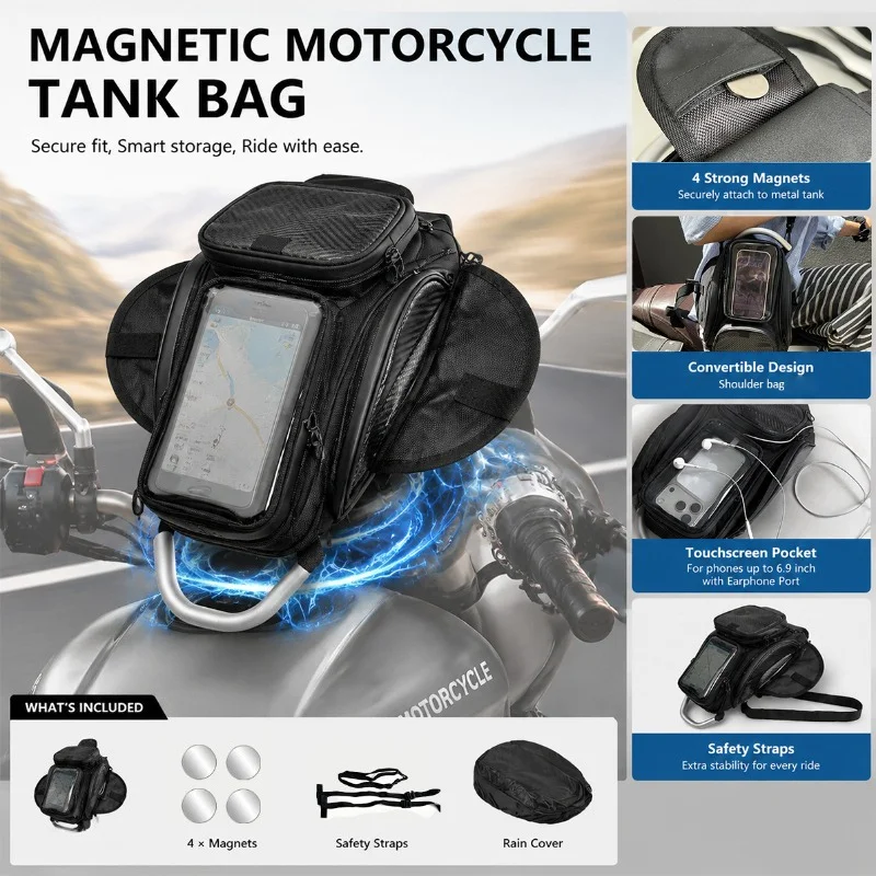 New motorcycle fuel tank packaging, mobile navigation bag, magnetic storage universal multifunctional waterproof bag