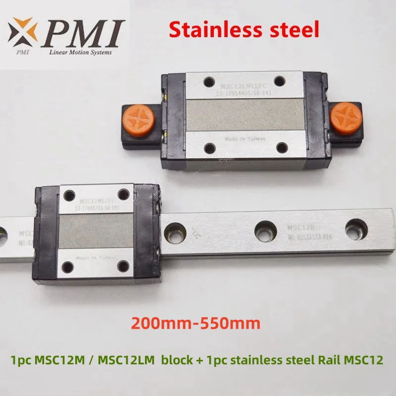 

Taiwan PMI 1pc MSC12M / MSC12LM LLFC block + 1pc stainless steel rail MSC12 200 250 300 330 350 400 450 500 550 mm MSC12R rail