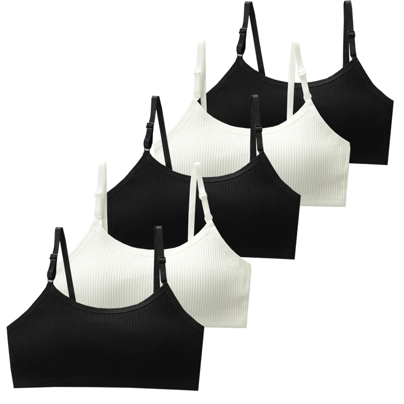 4pcs Cotton Children Underwear Girls Bras Removable Sponge Cup Puberty Students Training Bras Breathable Teenage Girl Brassieres