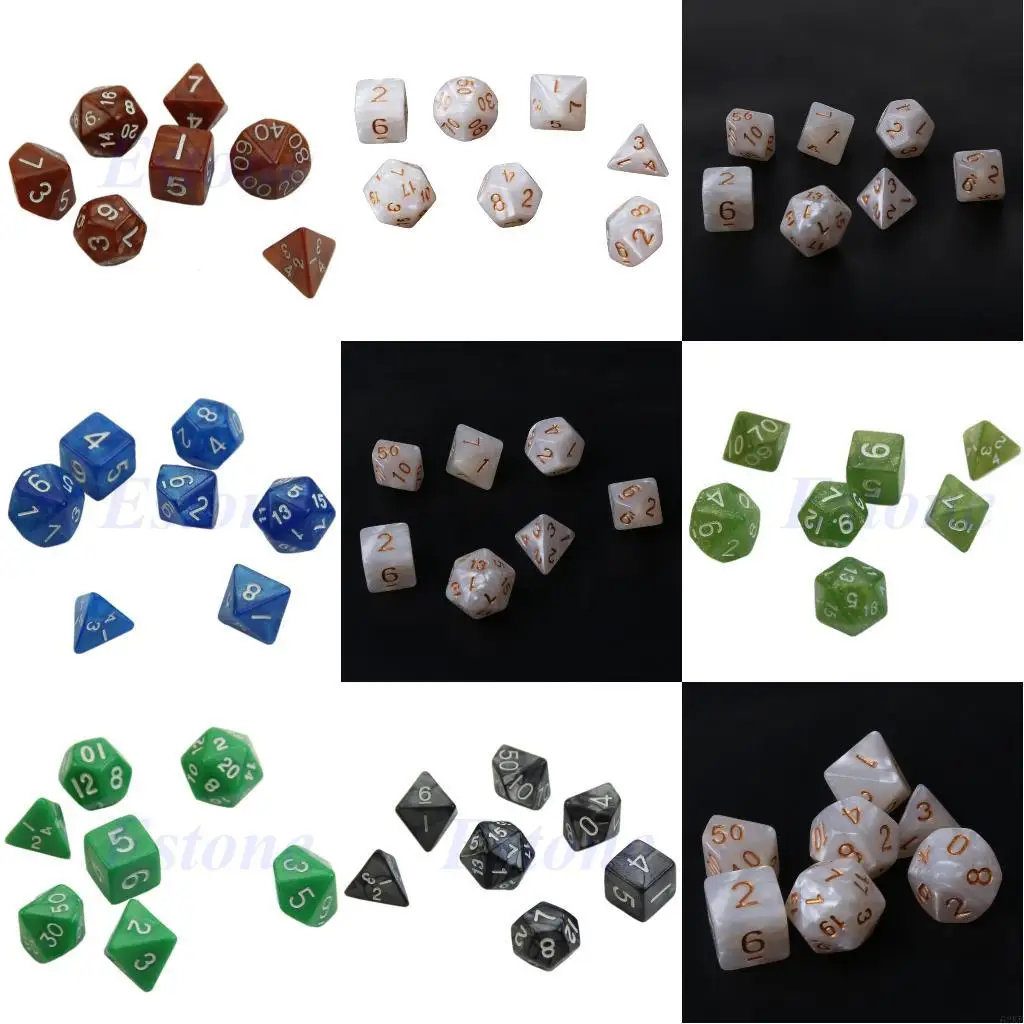 

62KF 7x чернокодный кости D4 D6 D8 D10 D12 D20 RPG Poly Game Set