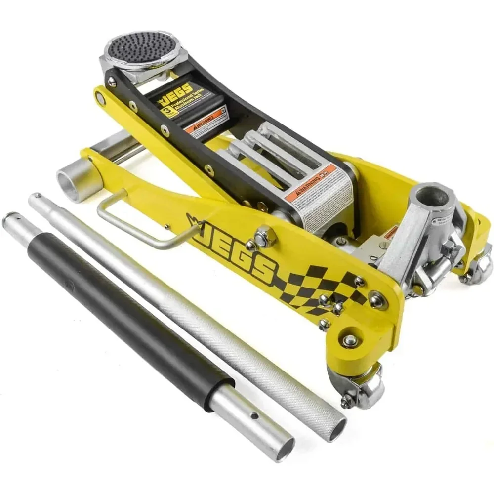 Cric au sol en aluminium de 3 tonnes, hauteur de selle minimale de 3 1⁄2 pouces | Construction légère, professionnel à profil bas à 360 degrés