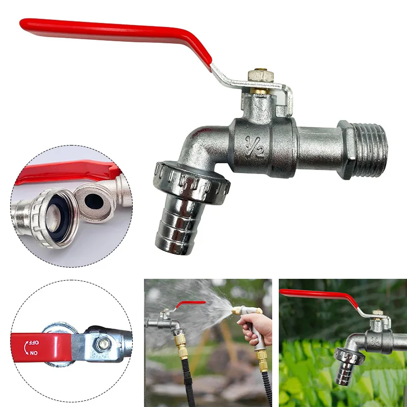 1/2inch Garden Irrigation Brass Faucet IBC Tank Water Tap Single Outlet Valve Replacement Antifreeze Outdoor Balcony Accessories