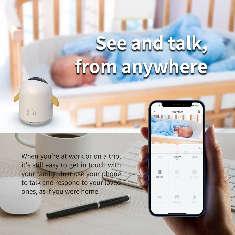 

Dual Camera Automatic Night Vision Audio Baby Video Camera to Watch Two Babies at the Same Time Phone Access