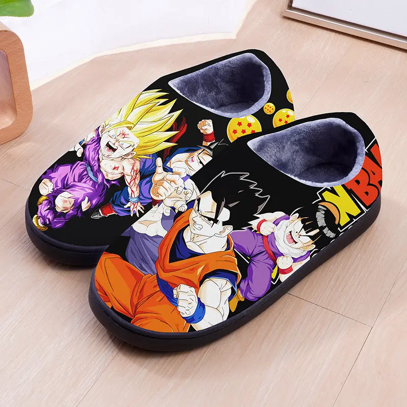 New Anime Dragon Ball Vegeta All Forms Print Winter Plush Slippers Blue Super Saiyan Warm Fluffy Non-Slip House Slippers view 2