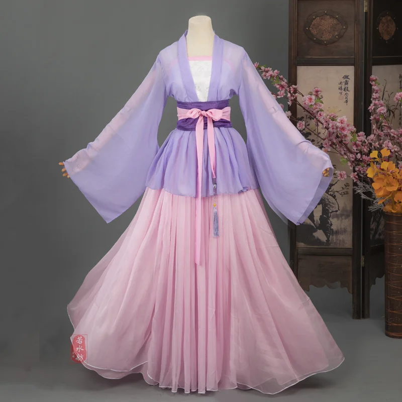 Anime Mo Dao Zu Shi Childhood Jiang YanLi Cosplay Costume Chinese Hanfu Purple Dress Women Girl Tang Suit Set Props