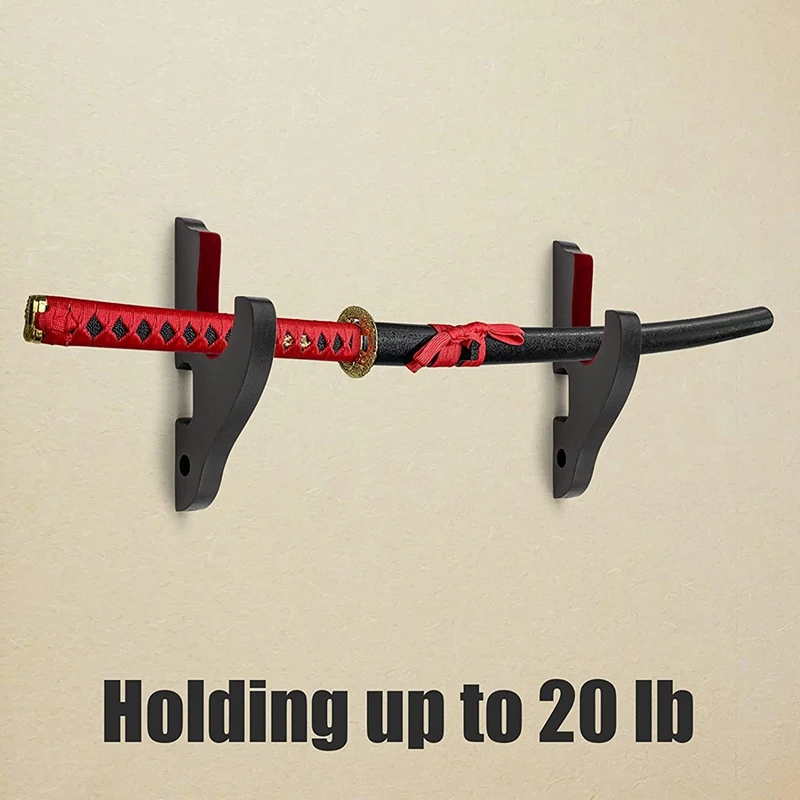 Sword Wall Mount 2/Set 1-Tier Padded Hook Katana Holder Adjustable Display Hanger For Samurai Sword Tanto