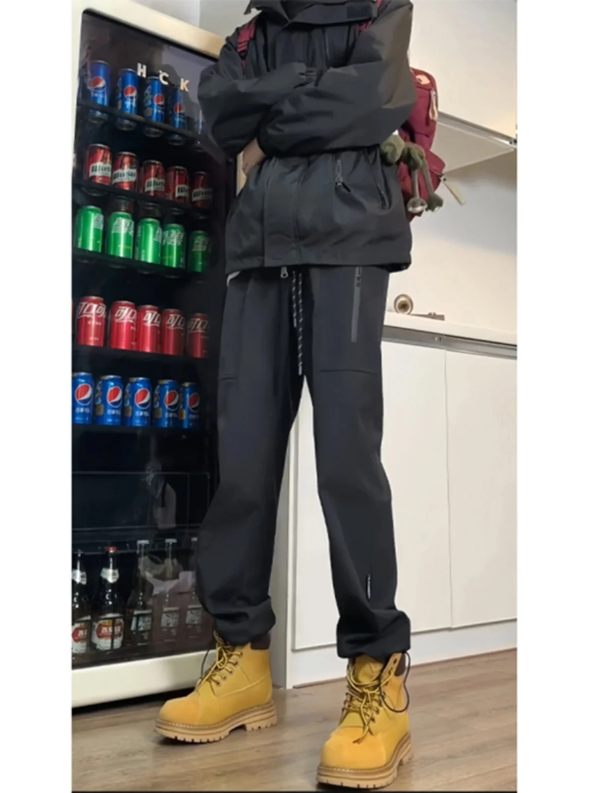 

Men's Winter Fce Lined Boots Casual Pants Water Resistant Cold Proof Straight Leg Long Trousers Faionable Youth S...