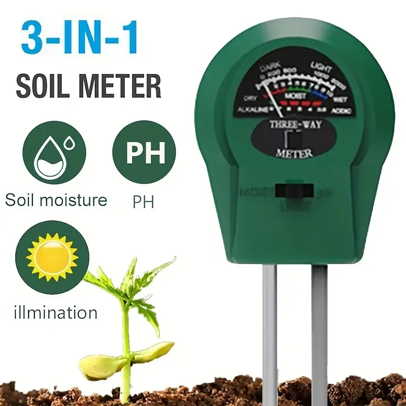 3 in 1 Soil PH Meter Flower Pot Hygrometer Soil Tester Plants Growth Moisture Light Intensity Meter Instrument Garden Plant Tool