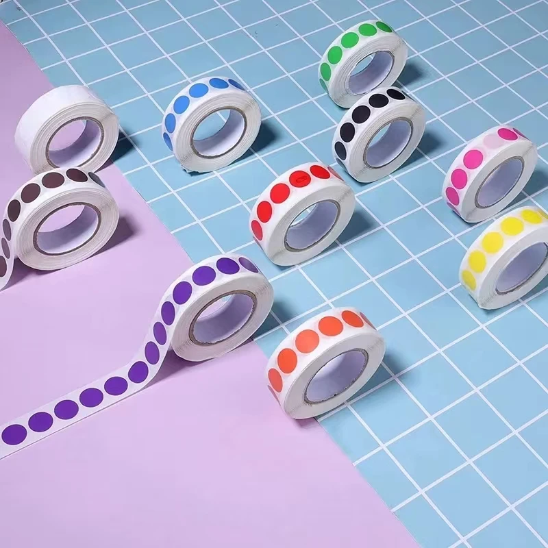 Round Blank Handmade Sticker Roll Dot Stickers Scrapbooking Self-adhesive Color Labels for Marking Classification