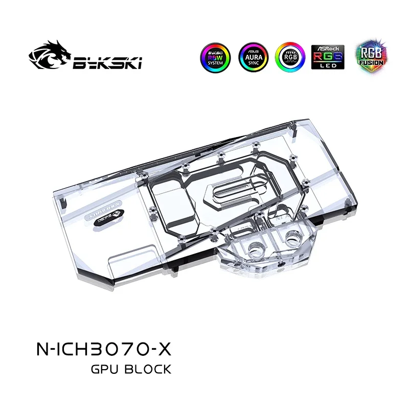 Bykski-GPU Water Cooling night pour Inno3D GeForce RTX 3070 Ice Dragon Super Edition, GPU Water nights avec Backplate N-ICH3070-X