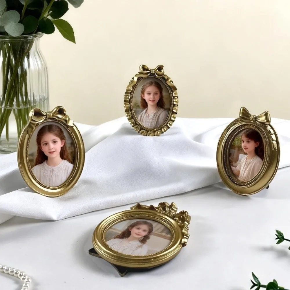 Gold Baroque Style Photo Frame Resin Mini Picture Frame Ornaments Vintage Exquisite Photo Display Holders Tabletop Wall Decor