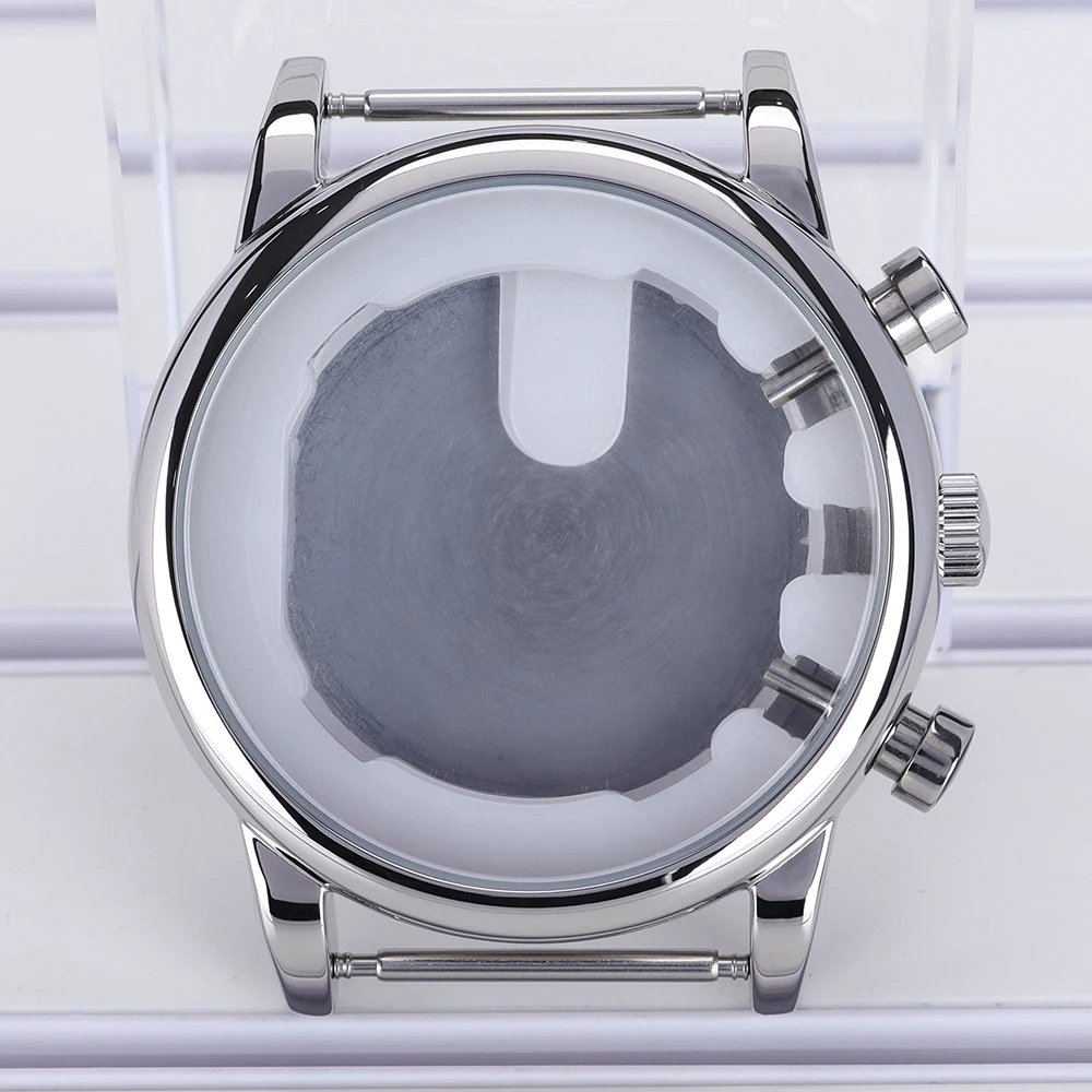 43 مللي متر ساعات رجالي 316L أجزاء الفولاذ المقاوم للصدأ لحركة JS25 الفضة/الأسود ساعة اكسسوارات مقاومة للماء 36.5 مللي متر الهاتفي