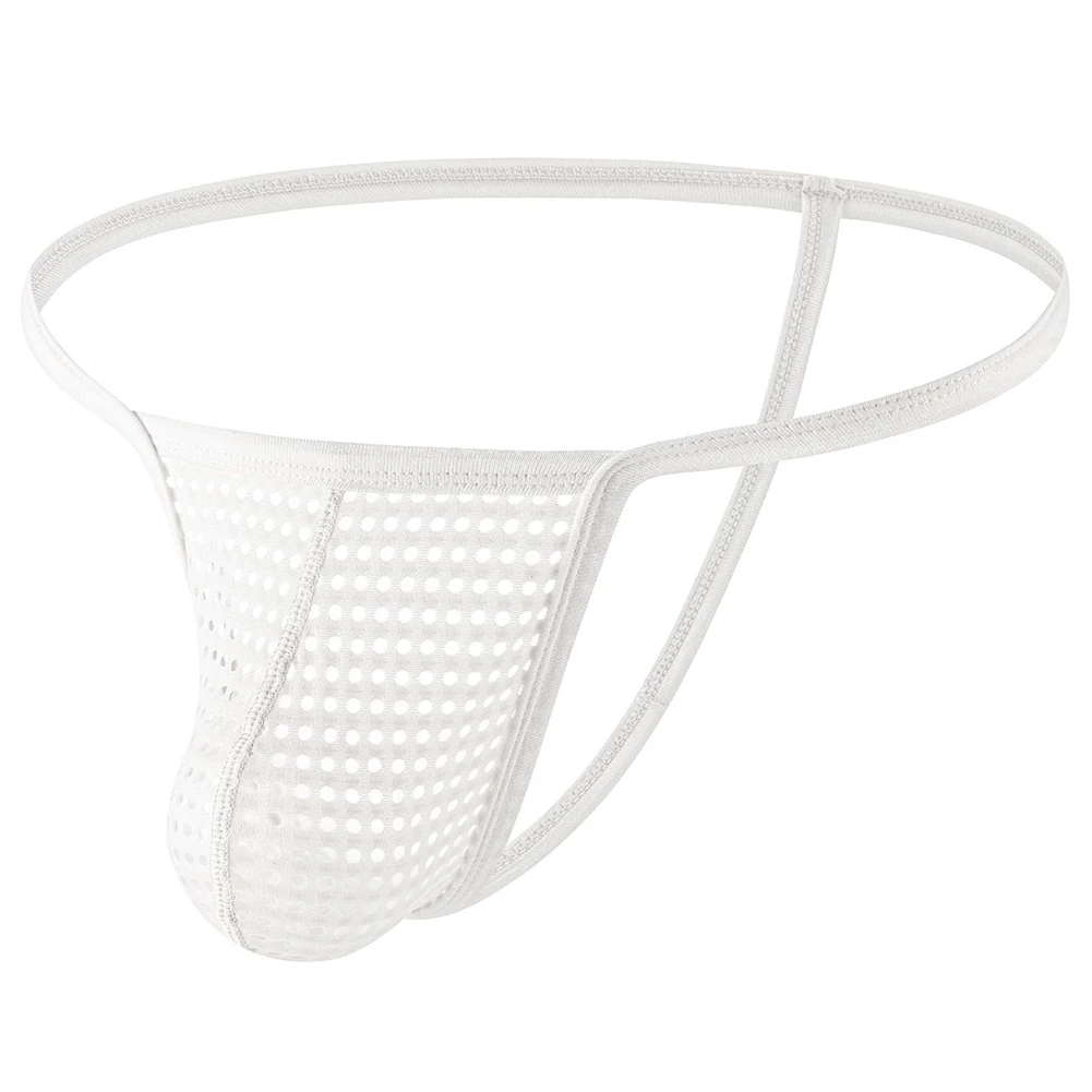 Men Mesh Pouch See Through G-strings Breathable T-back Underwear Erotic Thongs Jock Strap  Erotic Hombre Bottom Bikini