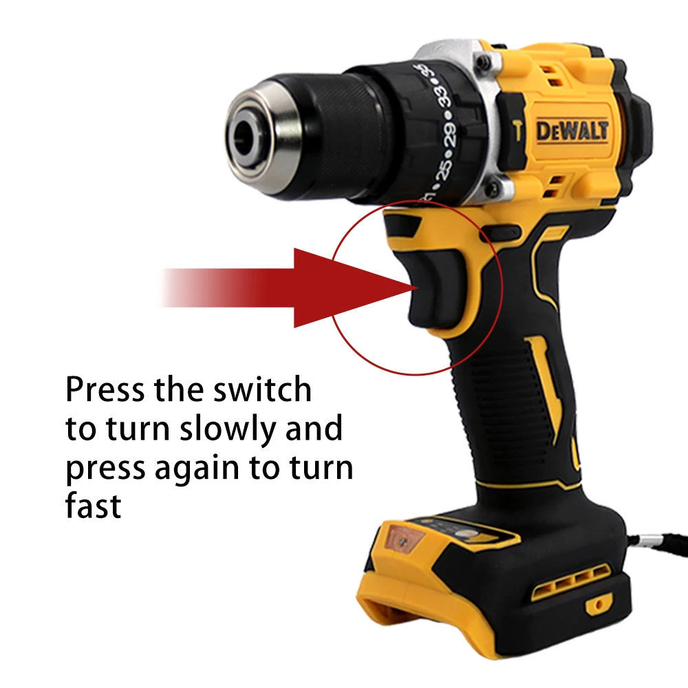 Imagem -03 - Dewalt Brushless Cordless Impact Drill Broca Compacta de Mão Ferramentas Elétricas Recarregável Chave 2000rpm Dcd805 20v