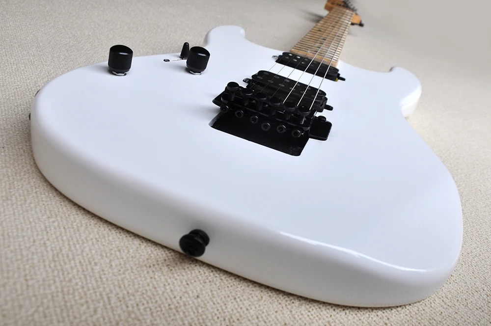 6 Strings White Left Hand Electric Guitar with Tremolo Bridge,Maple Fretboard,Can be Customized